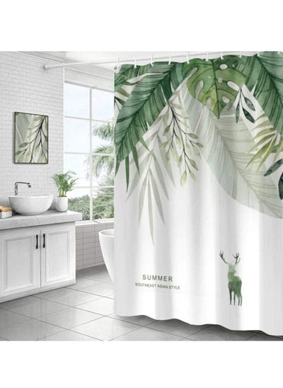 Buy Eucalyptus Shower Curtain Watercolor Leaves on The Top Plant with Floral Bathroom Decoration Shower Curtain Sets 180 x 180 cm with Hooks in UAE