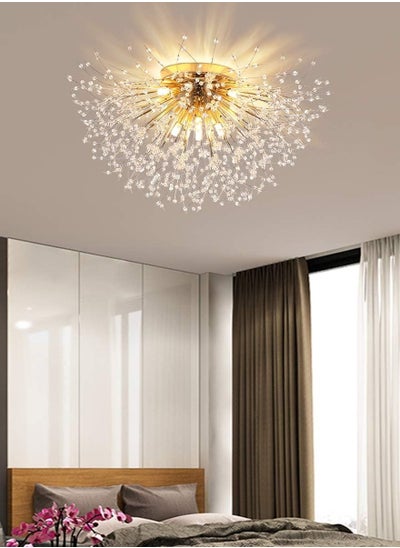 Buy 8 Head Gold Dandelion Crystal Ceiling Lamp G9 LED 3000K Living Room Bedroom Dining Room Lamps in Saudi Arabia