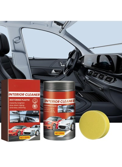 Buy Automotive Interior Cleaner - 100g Dashboard and Seat Cleaner and Polish with Sponge, Interior Renovation Paste for Cars, Effective Dust Removal, Stain Cleaning, Polishing, and Maintenance in Saudi Arabia