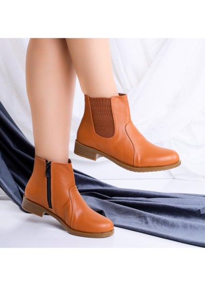 Buy Ankle Boot Flat Leather With Elastic Elegant G-34 - Havan in Egypt