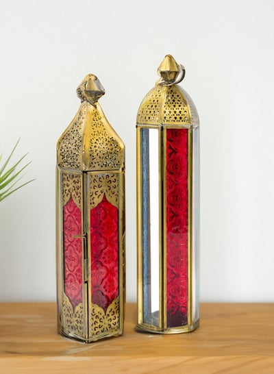 Buy Embossed Glass Arabic Lantern for home decor and garden Vintage Moroccan Style Candle Holder | Home Decorative Lanterns in multi colour lantern are best decor item in UAE
