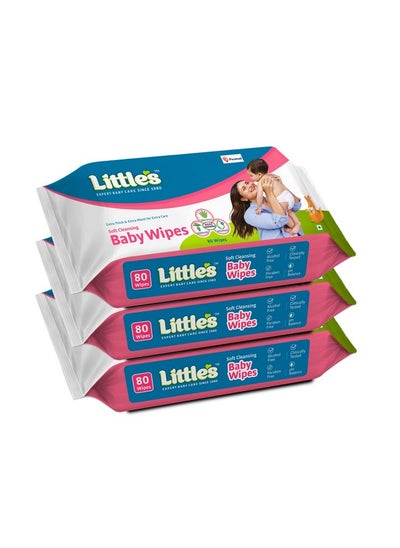 Buy Soft Cleansing Baby Wipes | 80 Wipes X 3 - 240 Wipes | Extra Thick & Moist Wet Wipes For Baby'S | Prevents Rashes & Redness With Goodness Of Aloe Vera, Vitamin E & Jojoba Oil in UAE