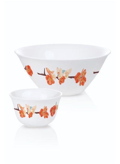 Buy A set of 7 pieces of Arcopal decal bowls, consisting of a large bowl, size 23 cl + 6 small bowls, size 12 cl, made in the UAE in Egypt