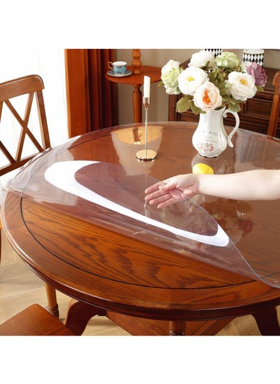 Buy Round Clear 1.5mm Thick Tablecloth Plastic PVC Table Protector - Dining Room Table & Coffee Table Waterproof Cover in Saudi Arabia