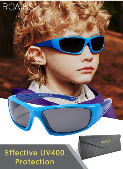 Buy Polarized Sports Sunglasses for Boys and Girls, UV400 Protection Cycling Glasses, Cycling Goggles for Baseball Running Outings, Blue in UAE