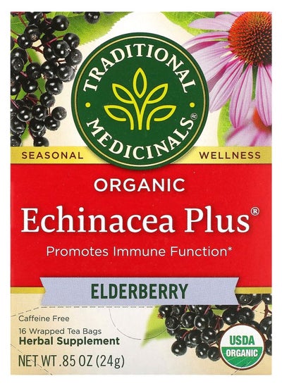 Buy Organic Echinacea Plus Elderberry Caffeine Free 16 Wrapped Tea Bags 0.85 oz (24 g) in UAE