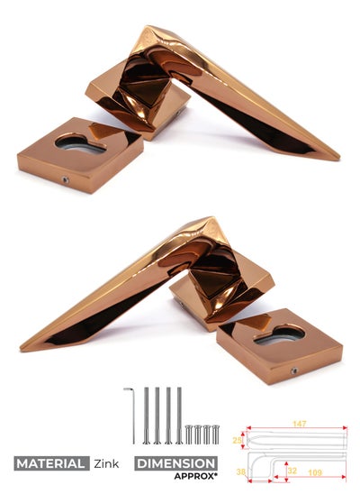 Buy Mortise Zinc Door Handle (PVD Rose Gold W2008) in Saudi Arabia