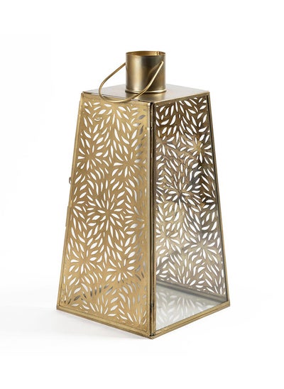 Buy Mehal Lantern, Gold & Clear - 17x17x35 cm in UAE