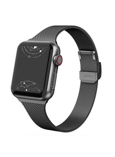 Buy Slim Milanese Straps For Apple Watch 38mm 40mm 41mm 42mm, Stainless Steel Replacement Band for iWatch Series 10 9 8 7 6 5 4 3 2 1 SE Women- Black in UAE