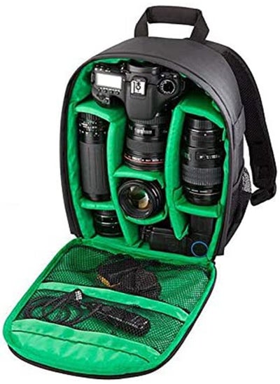 Buy Waterproof DSLR Camera Bag, Shoulder Backpack for Photographers, Shockproof Backpack Hiking Bag (Green) in UAE