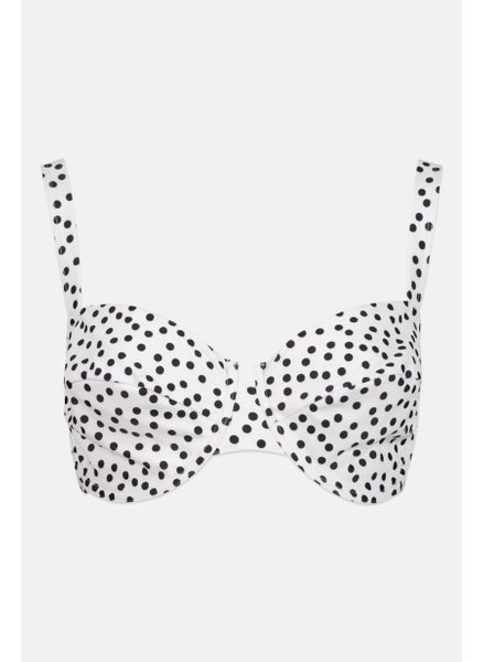 اشتري Women Polka Dots Non Padded Bikini Top, White/Black في الامارات