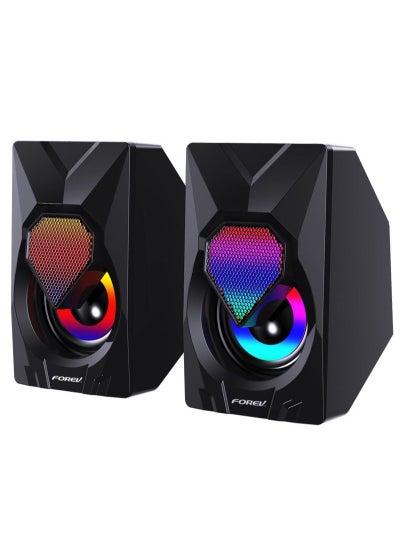 اشتري Mini RGB PC Speaker,Wired Desktop USB Power Speaker for Phone/Tablet/Computer/Notebook في السعودية