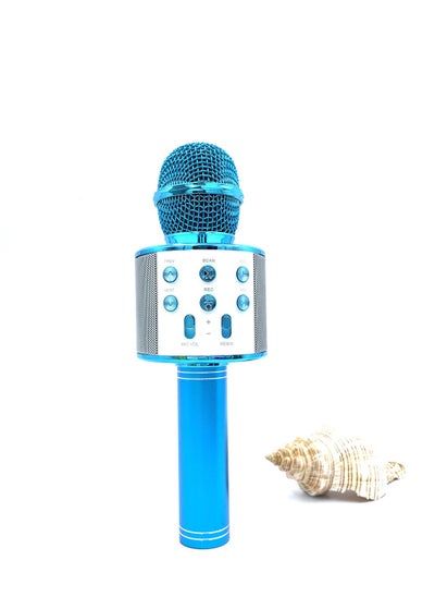 Buy New WS858 Karaoke Wireless Bluetooth Microphone Home Singing Microphone Handheld KTV Audio Microphone (Blue) in Saudi Arabia