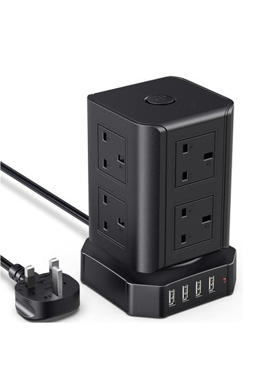 اشتري Power Strip Surge Protector, 8 AC Multiple Outlets 4 USB, Power Tower Desktop Charging Station, Home Dorm Room Office Essentials, Desk Accessories في الامارات