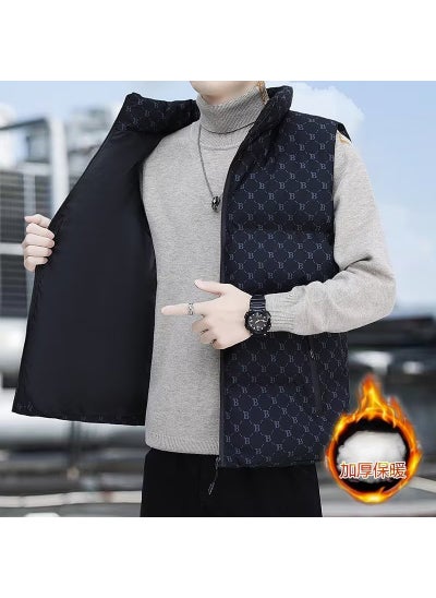 اشتري Mens Autumn Winter Vest Stand Collar Casual Fashion Blue في السعودية