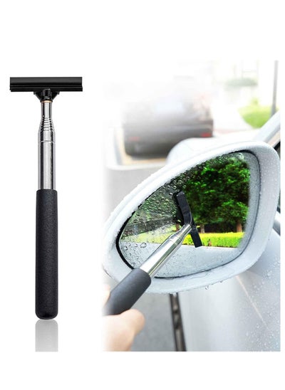 Buy Universal Car Rearview Mirror Wiper with Telescopic Long Rod | Retractable Auto Glass Squeegee | Portable Automotive Mirror Cleaner for Raindrops, Snow, and Fog | Easy-to-Store Car Accessory in UAE