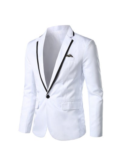 اشتري 2023 Slim Fit Fashion Solid Color Mens Suit White في السعودية