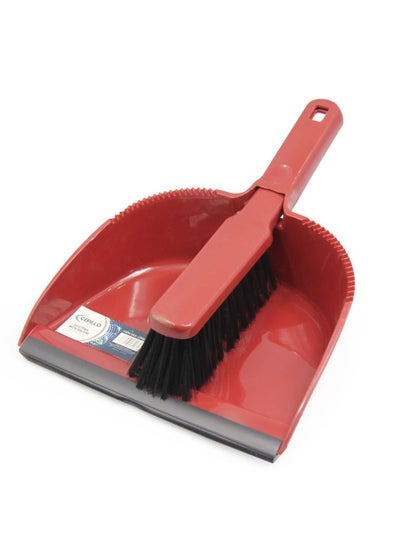 Buy Dustpan with Hand Broom/Brush Set, Cleaning Tool Perfect for Home and Office Lobby- Red/Black in Saudi Arabia