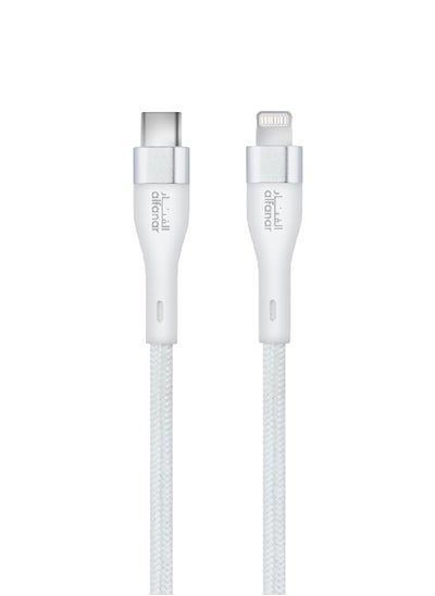 اشتري كابل شحن سريع 480 ميجابايت/ثانية 3 أمبير مضفر من USB Type-C إلى Lightning باللون الأبيض بطول 1 متر C31C-LBW10 في السعودية