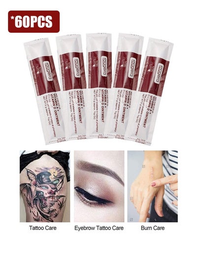 Buy 60 PCS Tattoo Scar Repair Gel Add Vitamin A / Vitamin D Ointment Emollient，Microblading Aftercare Ointment Anti-Inflammatory Anti Scar Tattoo Aftercare Cream for Makeup Microblading and Tattoo Healing in Saudi Arabia