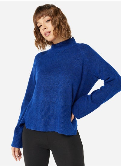 Buy Relaxed High Neck Knit Pullover in UAE