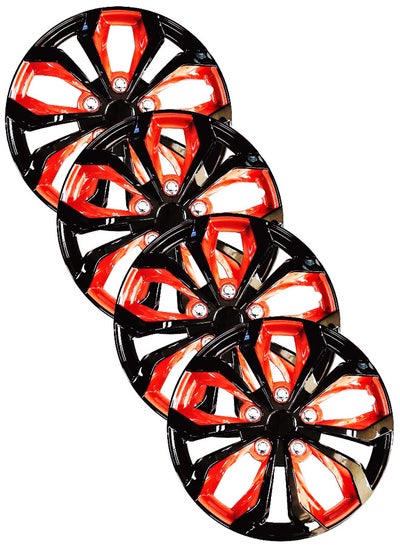 اشتري EMTC Taiwan Wheel Cover Pack of 4 | 15" Inch | EM-3138 Black Red 2 Q Universal Nested Style في الامارات