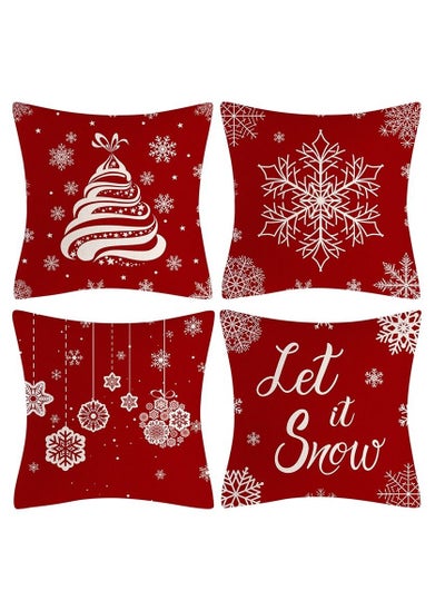 Buy 4Pcs christmas pillow case pillow cover cushion cover for home decor 45*45cm in UAE