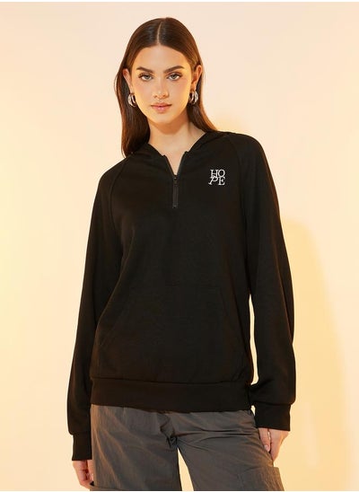 Buy Hope Embroidery Detail Textured Hoodie in Saudi Arabia