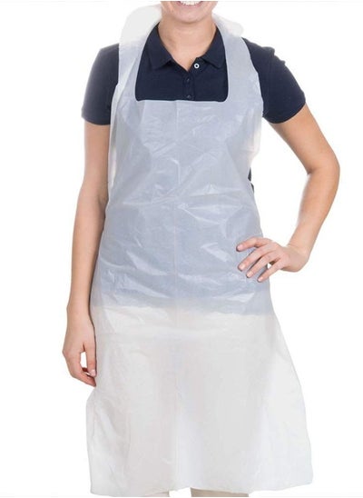 Buy 100-Pieces Disposable Waterproof Plastic kitchen Apron Set Clear 117x71cm in Saudi Arabia