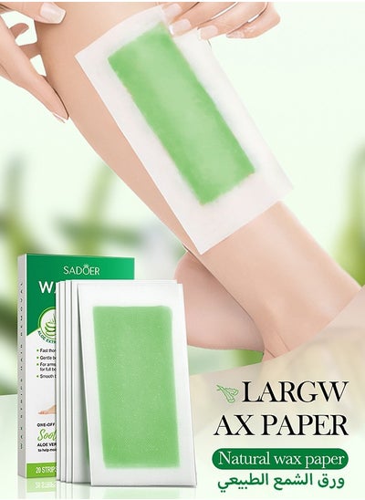 Buy Wax Strips for Hair Removal, Double Sides Waxing Strips with Aloe Vera Gentle and Soothing At Home Waxing Kit for Face Legs Arms Underarm Body Wax Strips Hair Removal For Men & Women in UAE