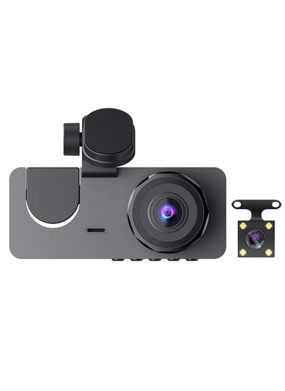 Buy Dash Cam, Front and Rear Triple Lens Dash Cam 1080P Full HD Car Dash Cam, with Iris G Sensor, Night Vision Loop Recording 170° Wide Angle in UAE