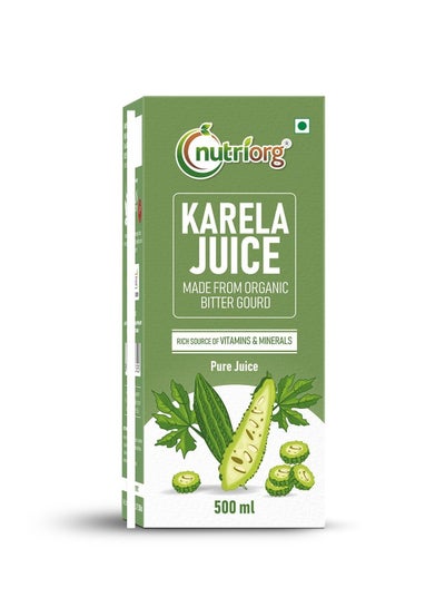 اشتري Nutriorg Karela Juice 500 ml, Controls Blood Sugar Level, Lowers Bad cholesterol, Diabetes Care Juice, 100% Natural & Organic Detox Juice في الامارات