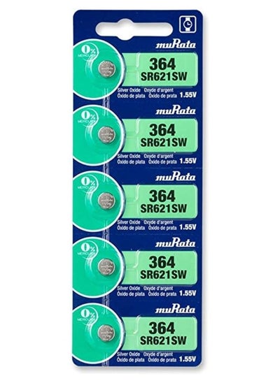 اشتري 5-Pieces Murata SR621SW / 364 Silver Oxide 1.55V (muRata) Japan Batteries في الامارات