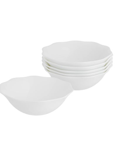 Buy Arcopal Bowl 6 Pieces, Plain White Size 15 cm in Saudi Arabia