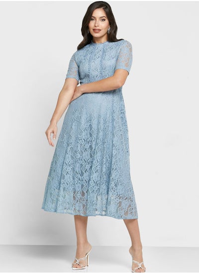 Buy High Neck Lace Detail Dress in Saudi Arabia