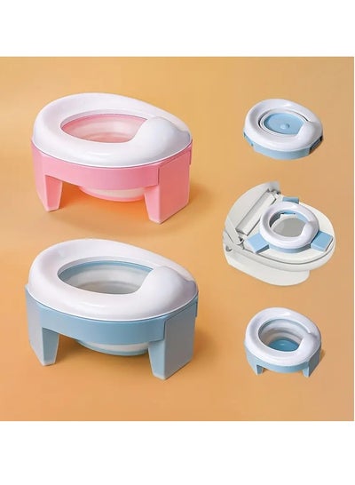 Buy Portable Potty Training Seat For Toddler Kids - Foldable Training Toilet For Travel Outdoor, Baby Training Seat, 3 In1 Multifunctional Travel Toilet Seat, Foldable Children Potty Blue in Saudi Arabia