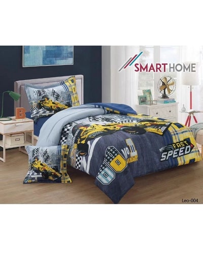 Buy Children's Bedding And Quilt Set With Medium Filling, Consisting Of 4 Pieces, Reversible Elastic Sheet, Size 170x230 Cm, For Boys And Girls in Saudi Arabia