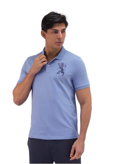 Buy Men's Embroidery Lion Polo - Blue in Saudi Arabia