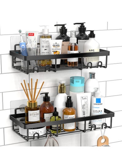 Buy Shower Caddy Shelf Organizer Rack, Self Adhesive Black Bathroom Shelves Basket, Home Farmhouse Wall Inside Organization and Storage Decor Rv Accessories, First Apartment Essentials in Saudi Arabia