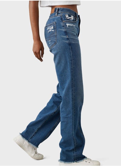 Buy Ripped Straigh Fit Jeans in Saudi Arabia