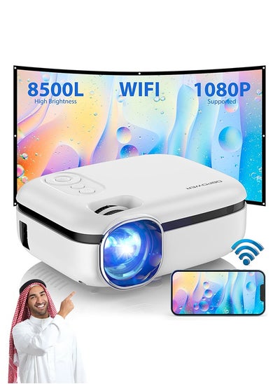 Buy WiFi Mini Projector, 8500L WiFi Projector 1080P Full HD Supported & 240" Display Video Projector, Mini Portable Projector Movie Projector Compatible w/Phone/TV Stick/Laptop/PC/PS4 in Saudi Arabia