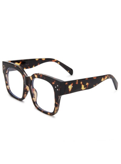 Buy Women's anti-blue light glasses, oversized square thick frame style, suitable for computer glasses and gaming glasses in Saudi Arabia