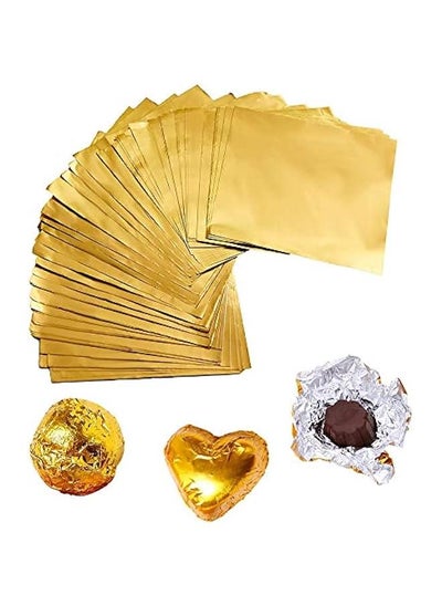 Buy 300  Gold Foil Candy Wrappers Square Golden Aluminum Foil Chocolate Wrap Sheets Paper Sugar Wra Paper Chocolate DIY aging for New Year Party Wedding Birthday Food Wrappers Accessories in Saudi Arabia