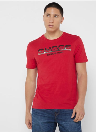 Buy Logo Printed Crew Neck T-Shirt in UAE