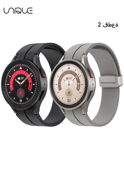 Buy 2 Pack Band Compatible with Samsung  Galaxy Watch 5 Pro 45mm/ Galaxy Watch 5 40mm 44mm/ Watch 4 40mm 44mm/ Watch 4 Classic 42mm 46mm, 20mm, No Gap Silicone Replacement Strap with Colorful Buckle in UAE