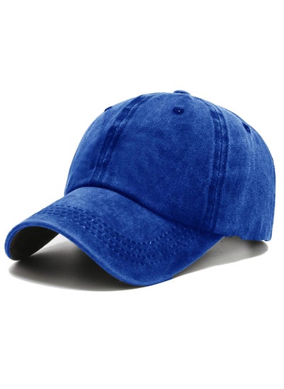 Buy Baseball Cap Golf Dad Hat Adjustable 100% Cotton Fits Men Washed Denim Adjustable Dad Hat Plain Cap Men Women in UAE