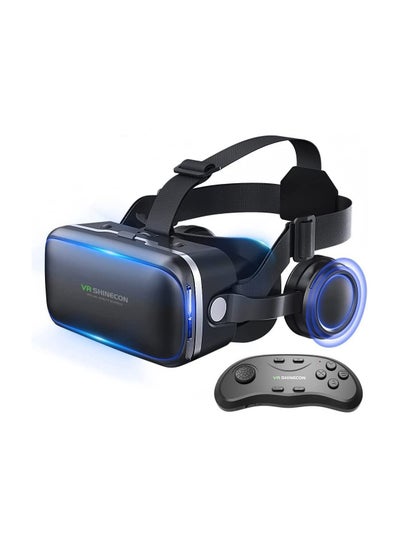 Buy VR Set with Remote Controller, HD 3D VR Glasses Virtual Reality Headset for VR Games and 3D Movies, VR Goggles for Smartphones Compatible 4.7-6 inch in UAE