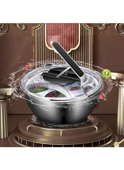 Buy Salad Spinner Stainless Steel, Vegetable Washer with 3.5L Bowl, Lettuce Cleaner and Dryer in Saudi Arabia