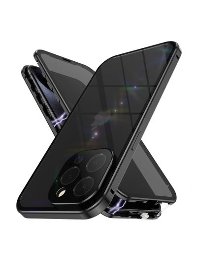 Buy Privacy Case with iPhone 15 Pro Max, 360 Degree Front and Back Privacy Tempered Glass Cover, Anti Peep Magnetic, Magnetic Metal Bumper Anti Peep Cover for iPhone 15 Pro Max, Black in Saudi Arabia