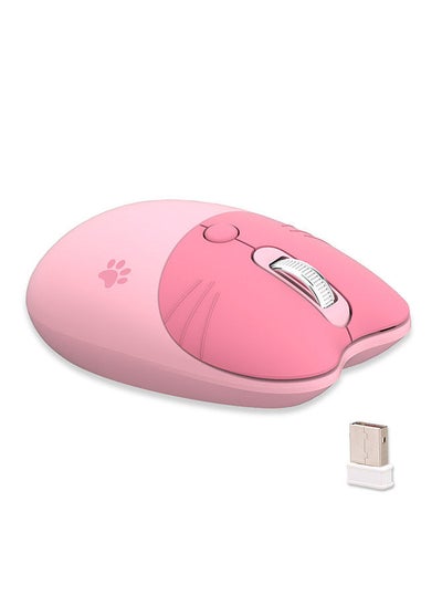 Buy M3 2.4G Wireless Mouse Ergonomic Office Mice 3-gear Adjustable DPI Auto Sleep Low Noise for Desktop Computer Laptop Pink in UAE